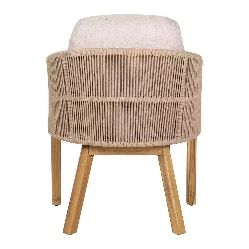 Christopher Knight Home Latoya Chaise de salle à manger d'extérieur en bois d'acacia rembourrée avec accent en corde (Lot de 2)