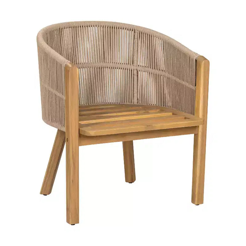 Christopher Knight Home Latoya Chaise de salle à manger d'extérieur en bois d'acacia rembourrée avec accent en corde (Lot de 2)