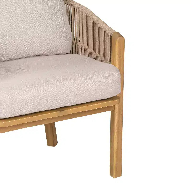 Christopher Knight Home Latoya Chaise de salle à manger d'extérieur en bois d'acacia rembourrée avec accent en corde (Lot de 2)