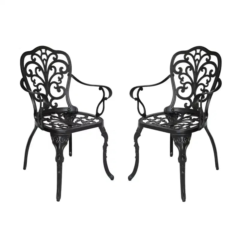GDFStudio Deka Chaises de salle à manger d'extérieur en fonte d'aluminium (Lot de 2), Cuivre brillant