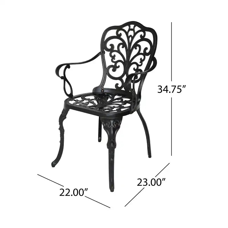 GDFStudio Deka Chaises de salle à manger d'extérieur en fonte d'aluminium (Lot de 2), Cuivre brillant