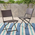GDF Studio Agostini Outdoor Wicker Folding Dining Chairs