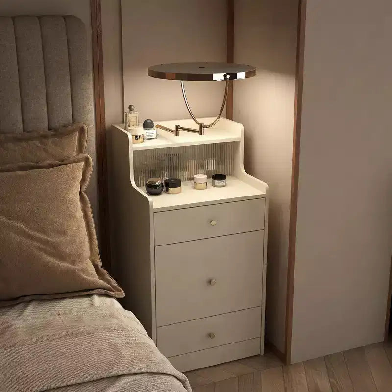 Coiffeuse 3-en-1 avec miroir et station de charge – Lumières LED, compacte, avec tabouret