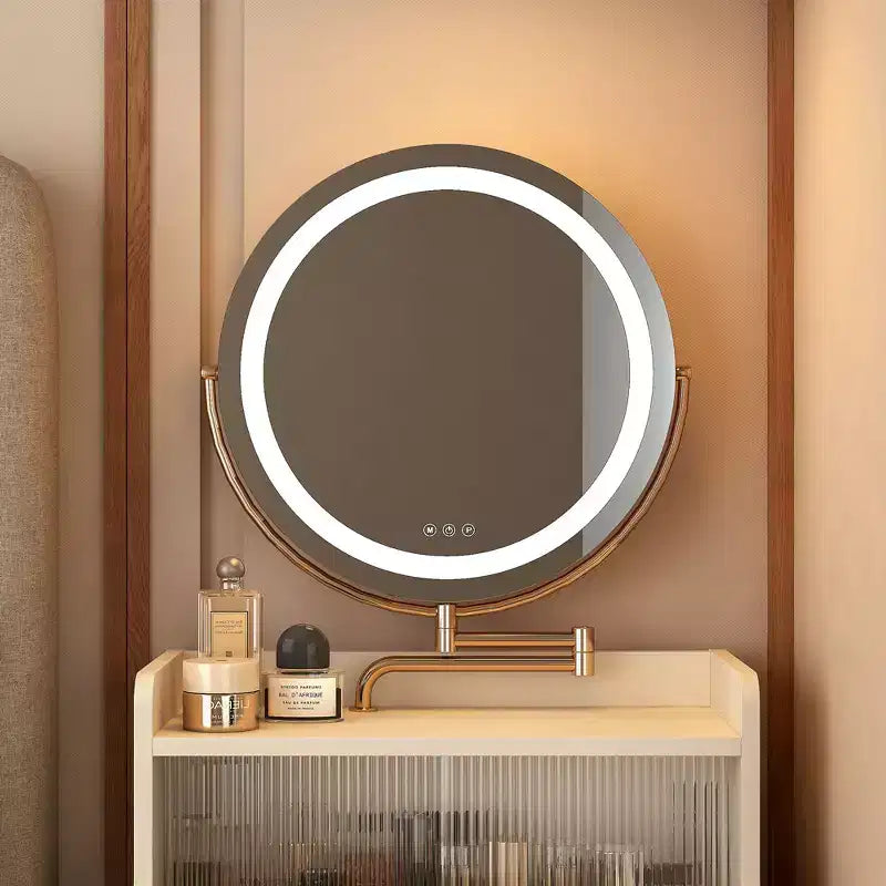 Coiffeuse 3-en-1 avec miroir et station de charge – Lumières LED, compacte, avec tabouret