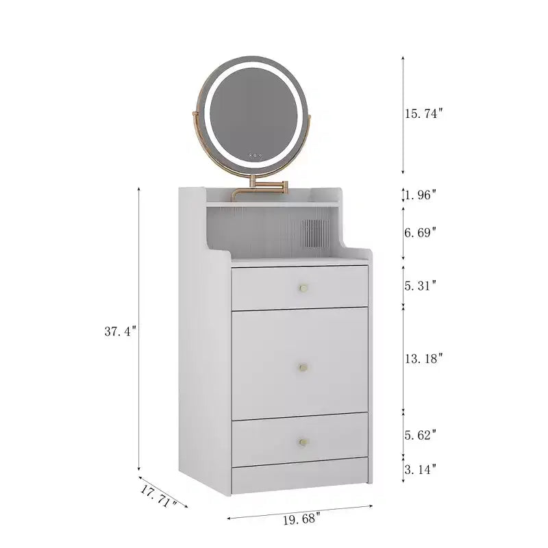 Coiffeuse 3-en-1 avec miroir et station de charge – Lumières LED, compacte, avec tabouret