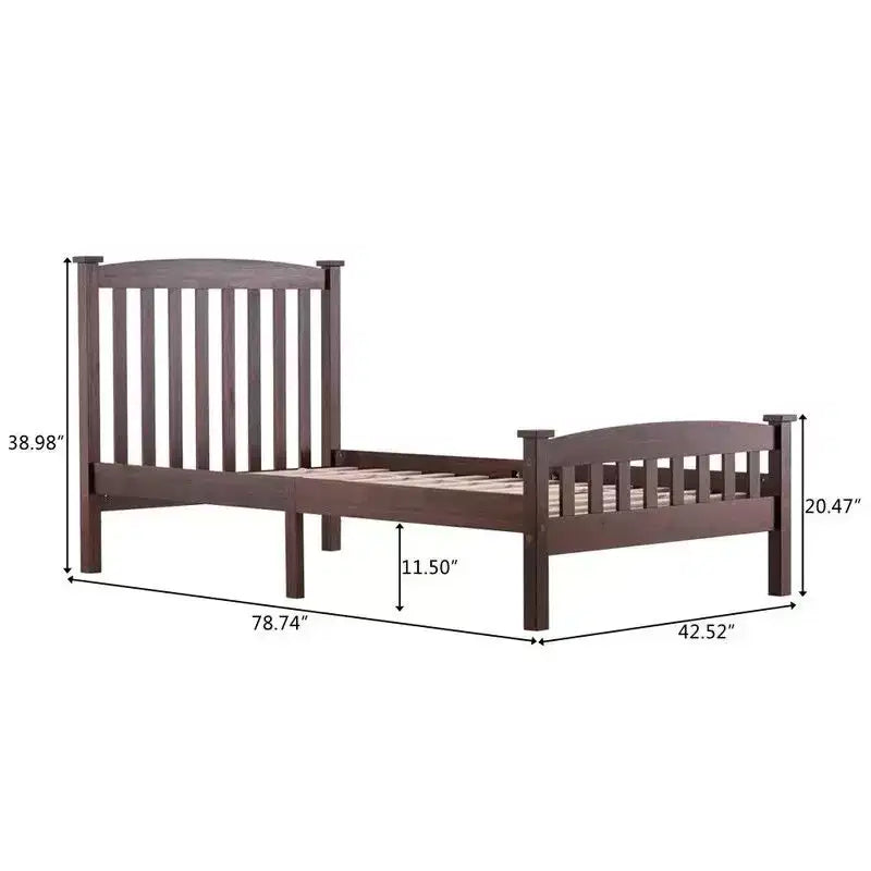Cadre de lit plateforme simple avec tête de lit – Bois de pin massif, dégagement de 11,5"