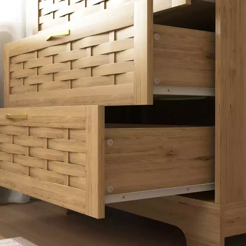 Commode en bois à 6 tiroirs – Organiseur de rangement pour chambre de bébé, chambre à coucher et salon, naturel