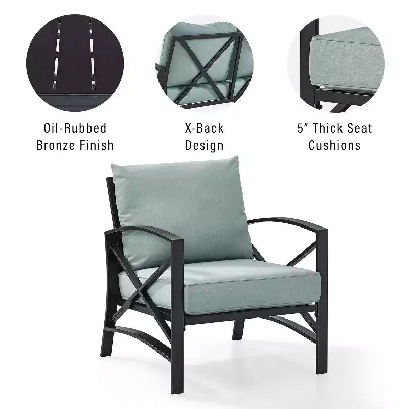 Fauteuil d'extérieur en métal Kaplan de HomeStock