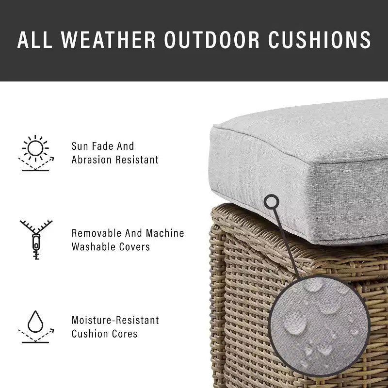HomeStock Bradenton – Ensemble de 2 fauteuils et pouf d'extérieur en osier