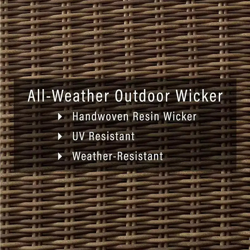 HomeStock Bradenton – Ensemble de 2 fauteuils et pouf d'extérieur en osier