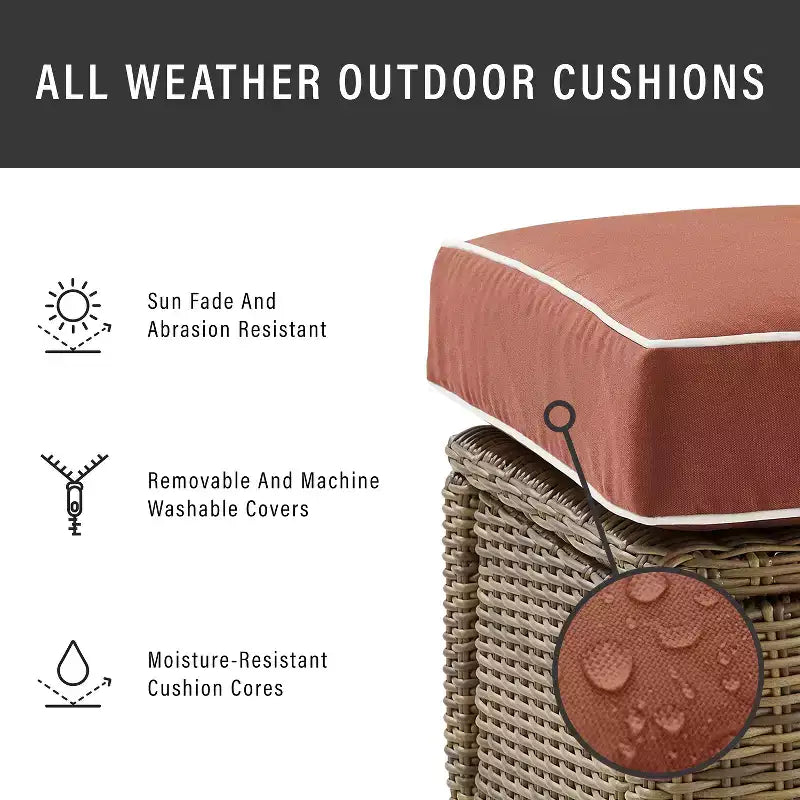 HomeStock Bradenton – Ensemble de 2 fauteuils et pouf d'extérieur en osier