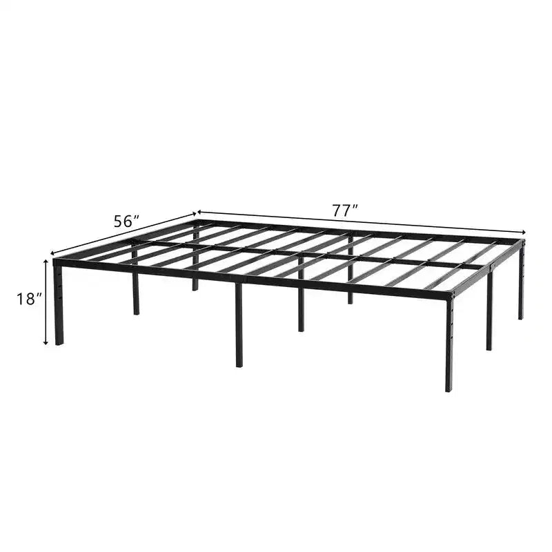 Cadre de lit plateforme en métal noir – Taille Queen, hauteur 45,7 cm, capacité 300 kg