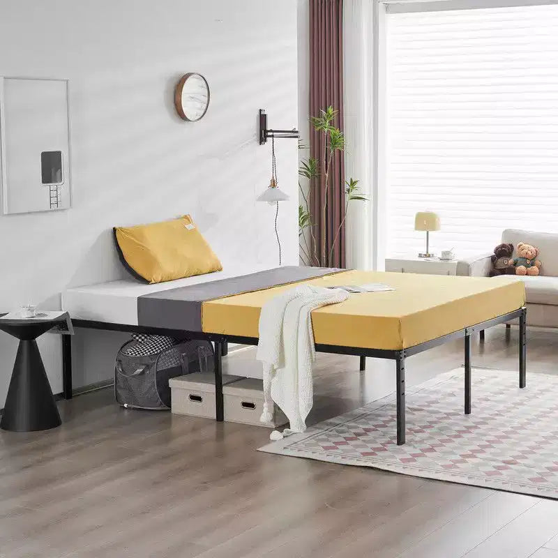 Cadre de lit plateforme en métal noir – Taille Queen, hauteur 45,7 cm, capacité 300 kg