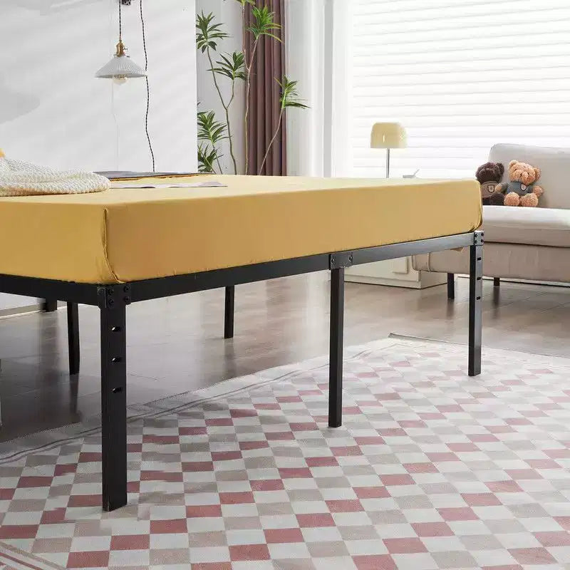 Cadre de lit plateforme en métal noir – Taille Queen, hauteur 45,7 cm, capacité 300 kg