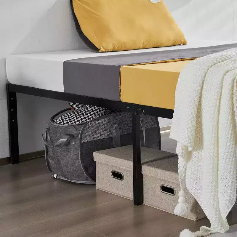 Cadre de lit plateforme en métal noir – Taille Queen, hauteur 45,7 cm, capacité 300 kg