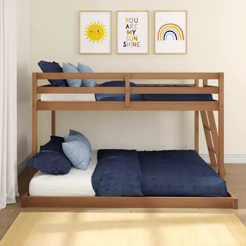 Lit superposé bas pour enfants – Double sur Complet, Bois composite, 181 kg, 124 cm H
