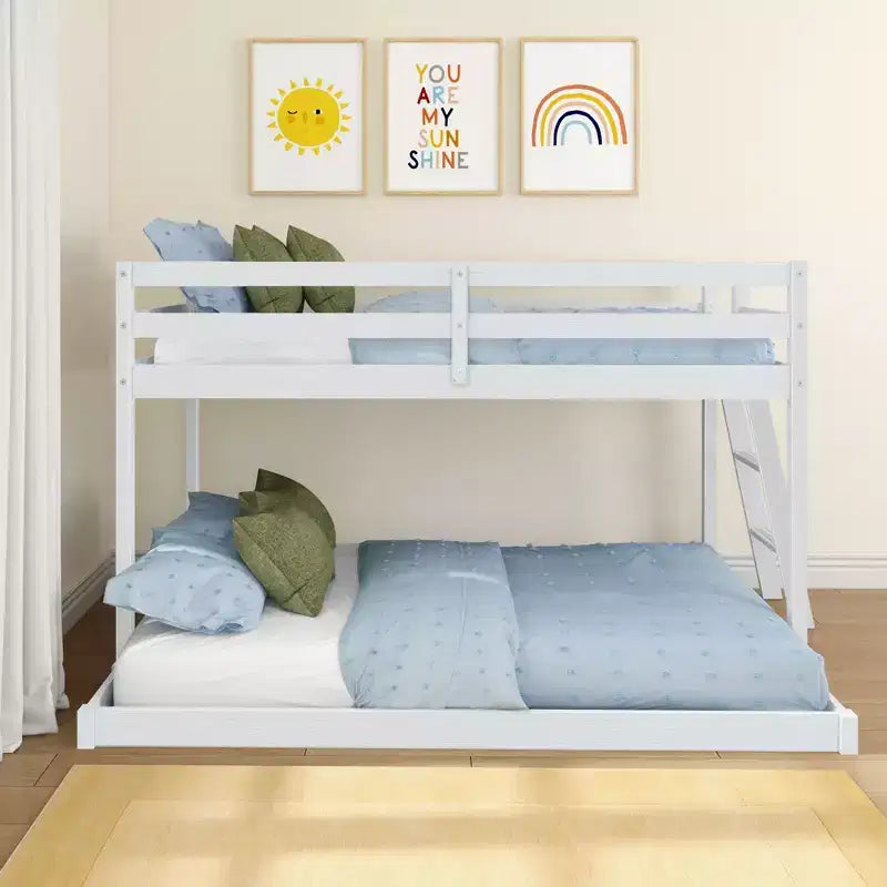 Lit superposé bas pour enfants – Double sur Complet, Bois composite, 181 kg, 124 cm H