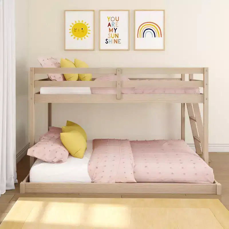 Lit superposé bas pour enfants – Double sur Complet, Bois composite, 181 kg, 124 cm H