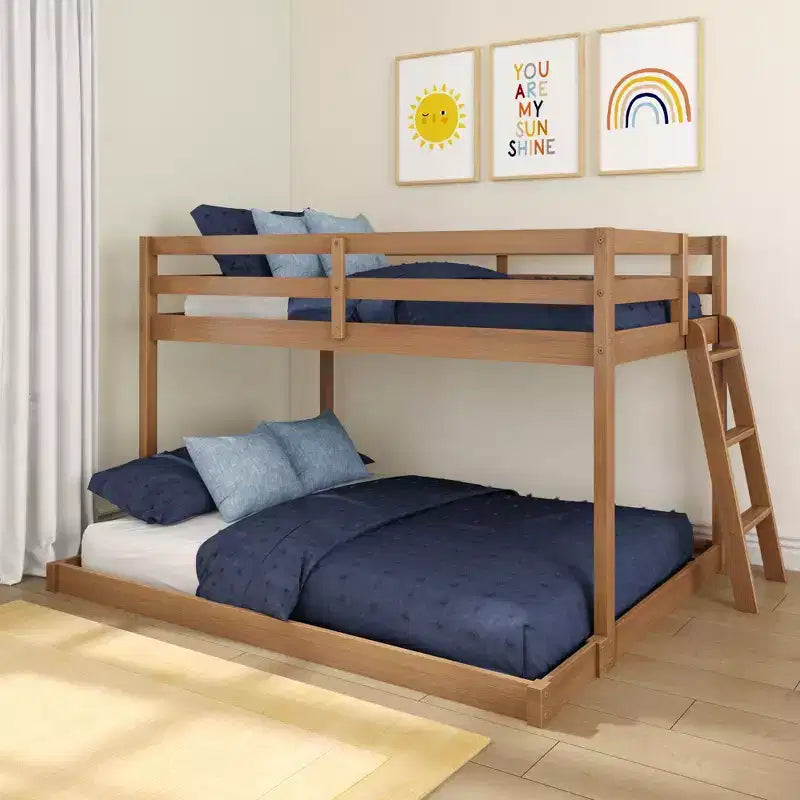 Lit superposé bas pour enfants – Double sur Complet, Bois composite, 181 kg, 124 cm H