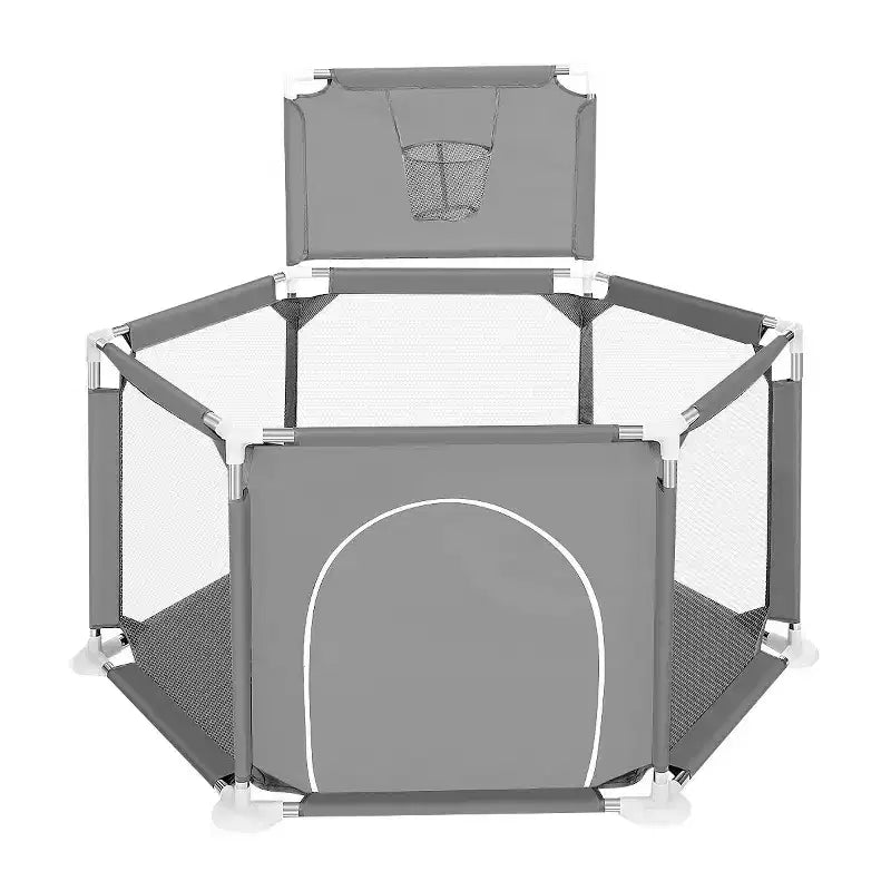 Parc Bébé 6 Panneaux – 127x127 cm, Parc de Jeu Portable avec Panier de Basket et Design en Maille