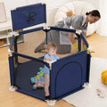 GOTGELIF 50x50 6-Panel Baby Playpen Portable Playard with Basketball Hoop
