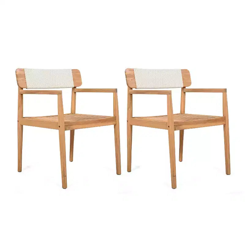 Christopher Knight Home Daisy Chaises de salle à manger d'extérieur rustiques en bois d'acacia et corde avec dossier ouvert (lot de 2)