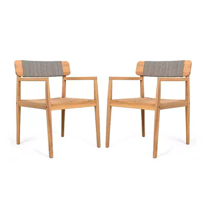 Christopher Knight Home Daisy Chaises de salle à manger d'extérieur rustiques en bois d'acacia et corde avec dossier ouvert (lot de 2)