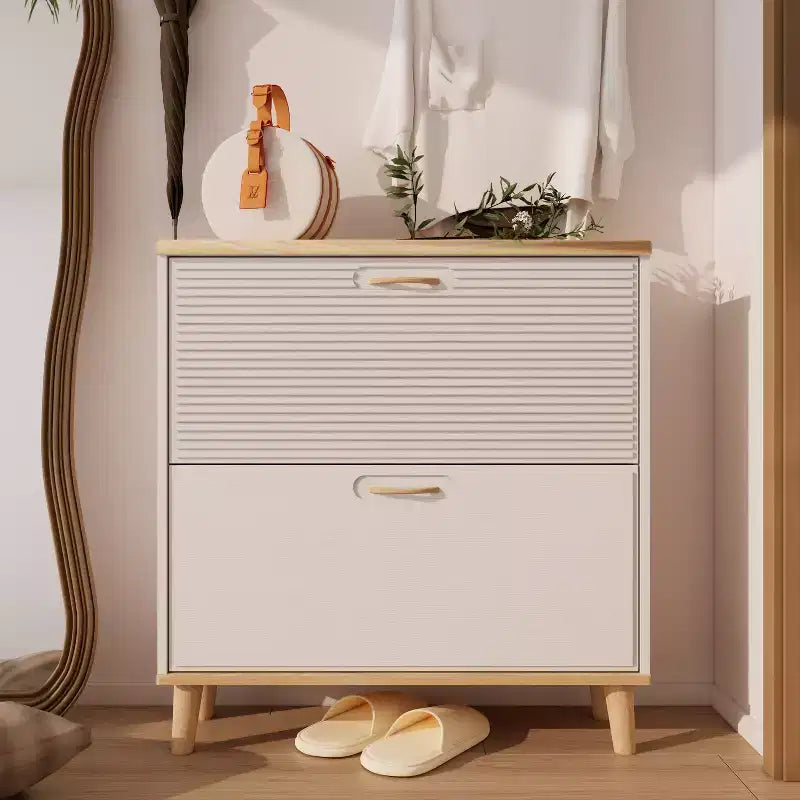 GDFStudio Dick Freestanding 2 Flip Drawers Wood Shoe Cabinet with Adjustable Shelf