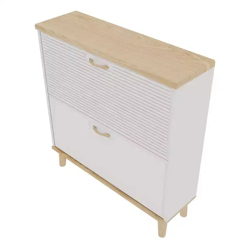 Meuble à chaussures autoportant – 2 tiroirs basculants et étagère réglable, ultra-mince 24 cm P
