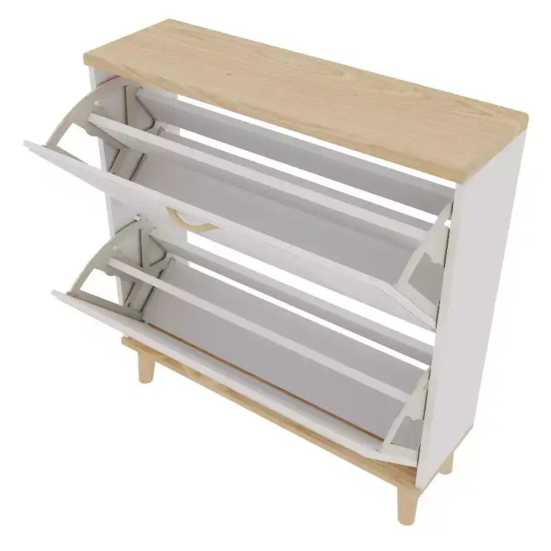 Meuble à chaussures autoportant – 2 tiroirs basculants et étagère réglable, ultra-mince 24 cm P