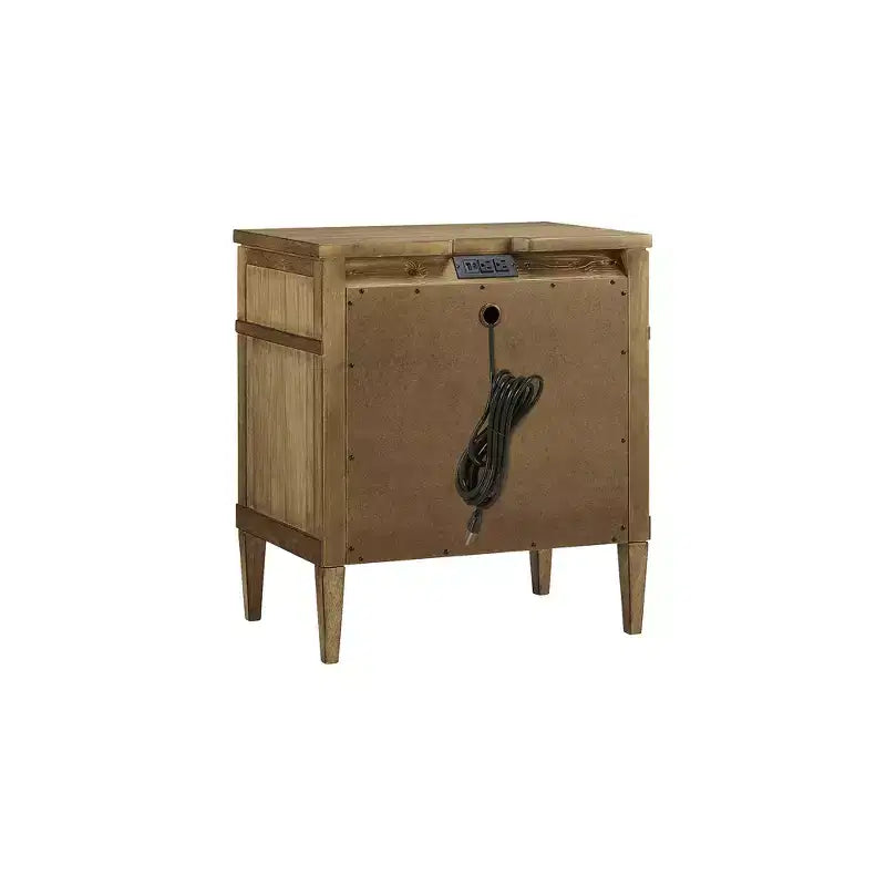 Table de chevet à 3 tiroirs avec ports de chargement USB-A et USB-C – Bois dur marron