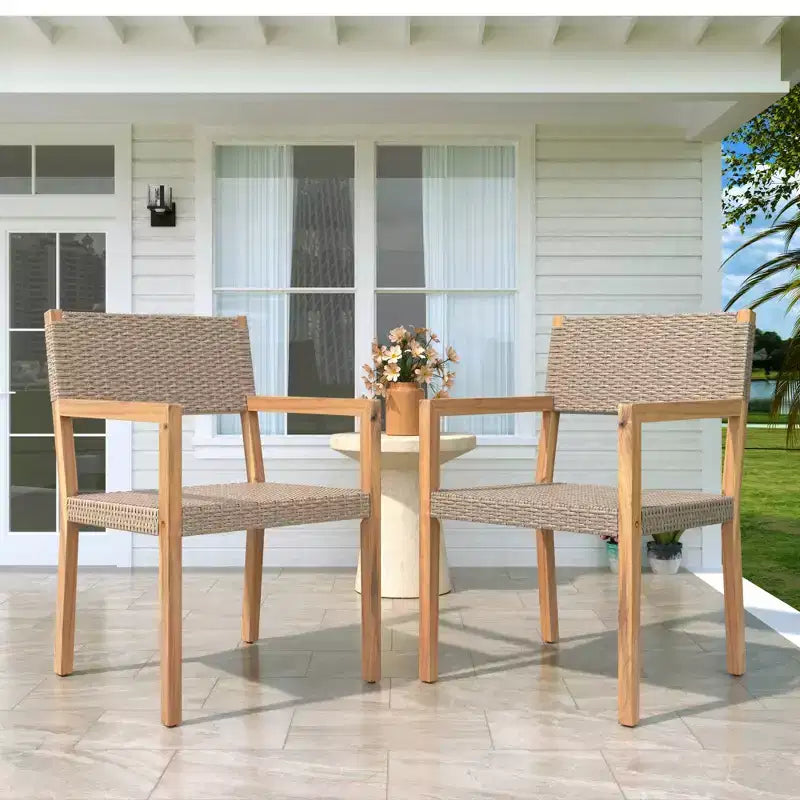 Christopher Knight Home Reign Outdoor Acacia Wood and Wicker Dining Chairs (Set of 2)