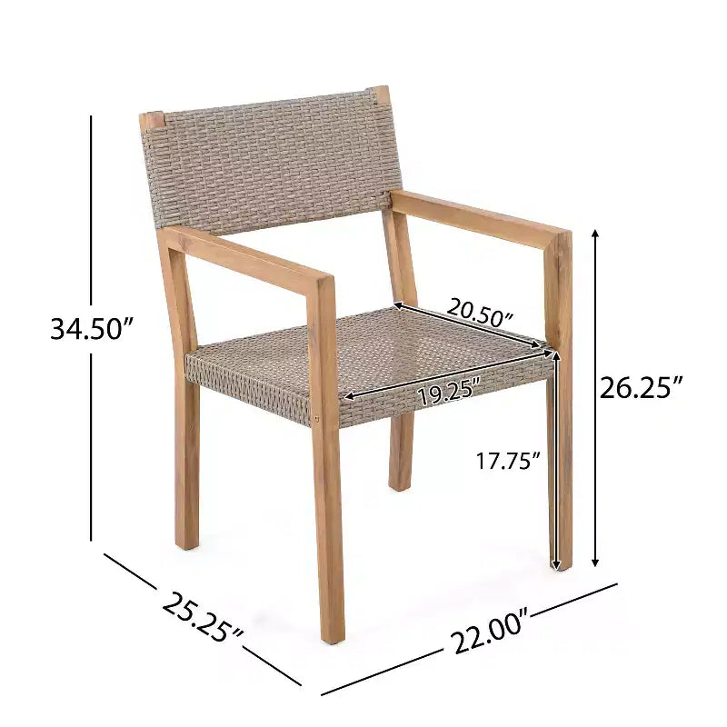 Christopher Knight Home Reign Chaises de salle à manger d'extérieur en bois d'acacia et osier (Lot de 2)