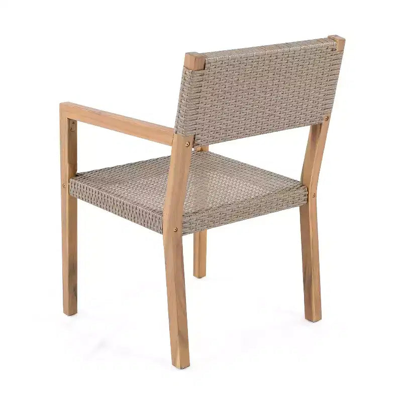 Christopher Knight Home Reign Chaises de salle à manger d'extérieur en bois d'acacia et osier (Lot de 2)