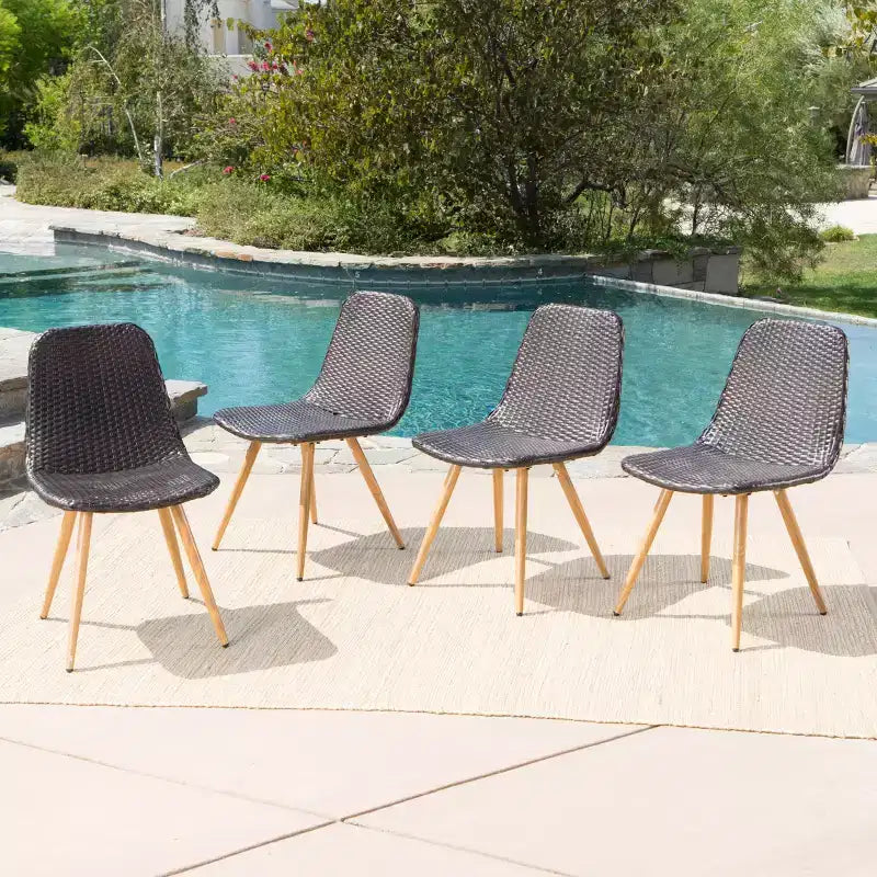 Christopher Knight Home Gila Outdoor Wicker and Iron Armless Dining Chairs
