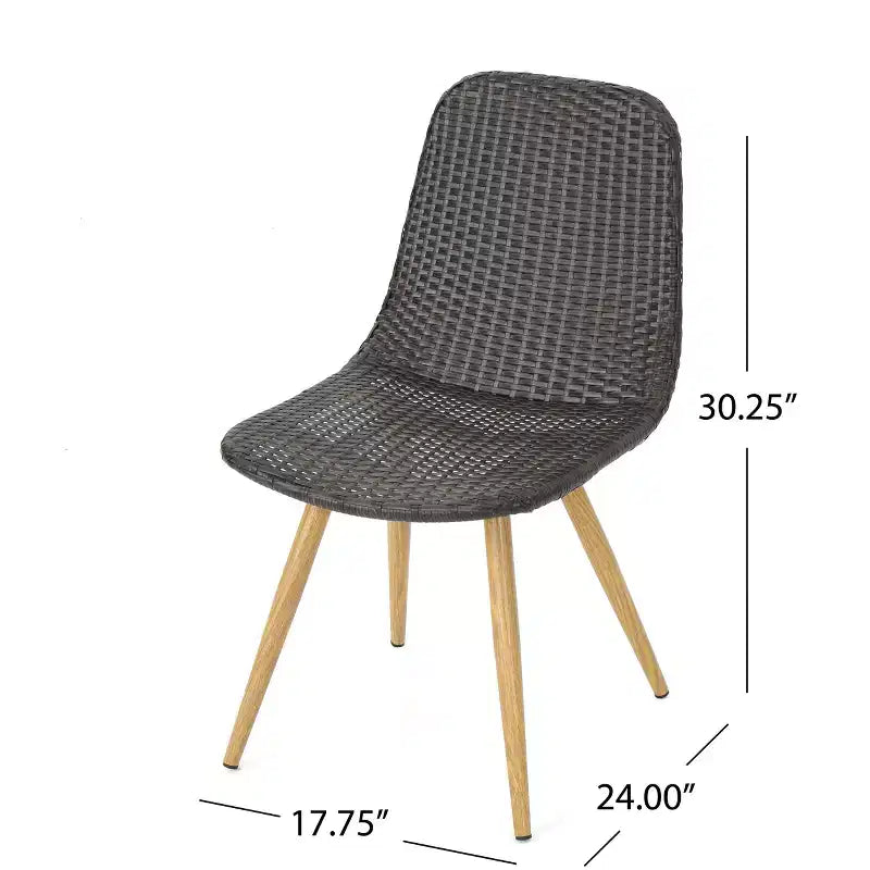 Christopher Knight Home Gila Chaises de salle à manger sans accoudoirs en osier et fer forgé pour l'extérieur