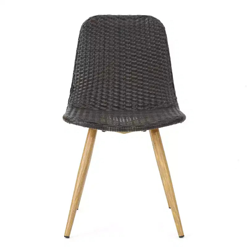 Christopher Knight Home Gila Chaises de salle à manger sans accoudoirs en osier et fer forgé pour l'extérieur