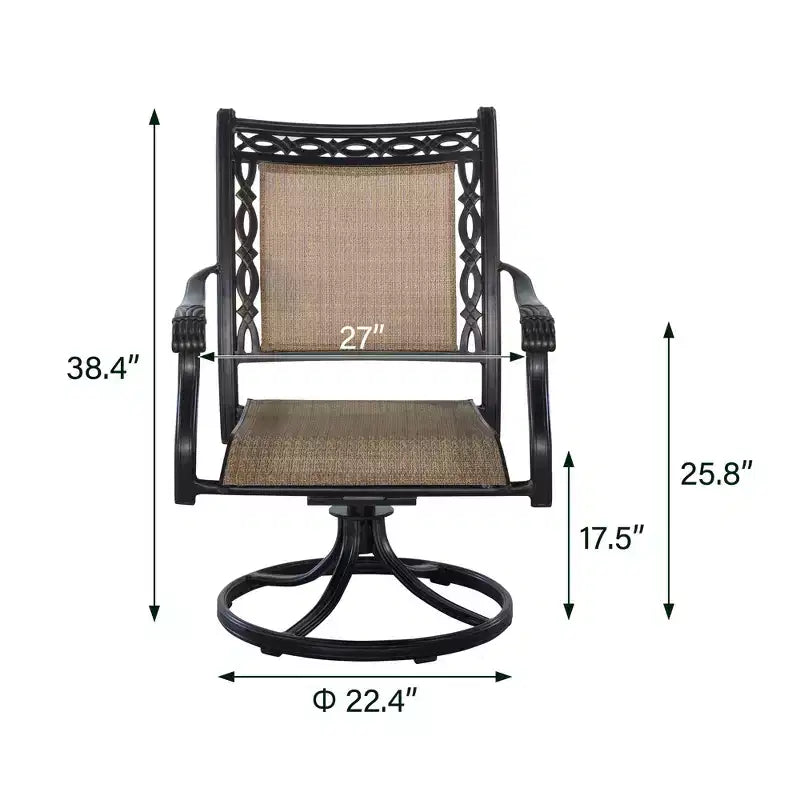 CLIHOME Chaise berçante pivotante à 360° en aluminium toutes saisons pour extérieur, moderne (lot de 4)