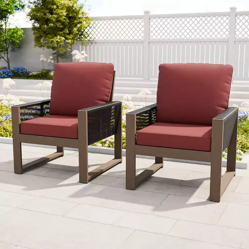 Chaise de salle à manger EAGLE PEAK en cèdre naturel pour patio, mobilier d'extérieur en bois véritable avec coussin