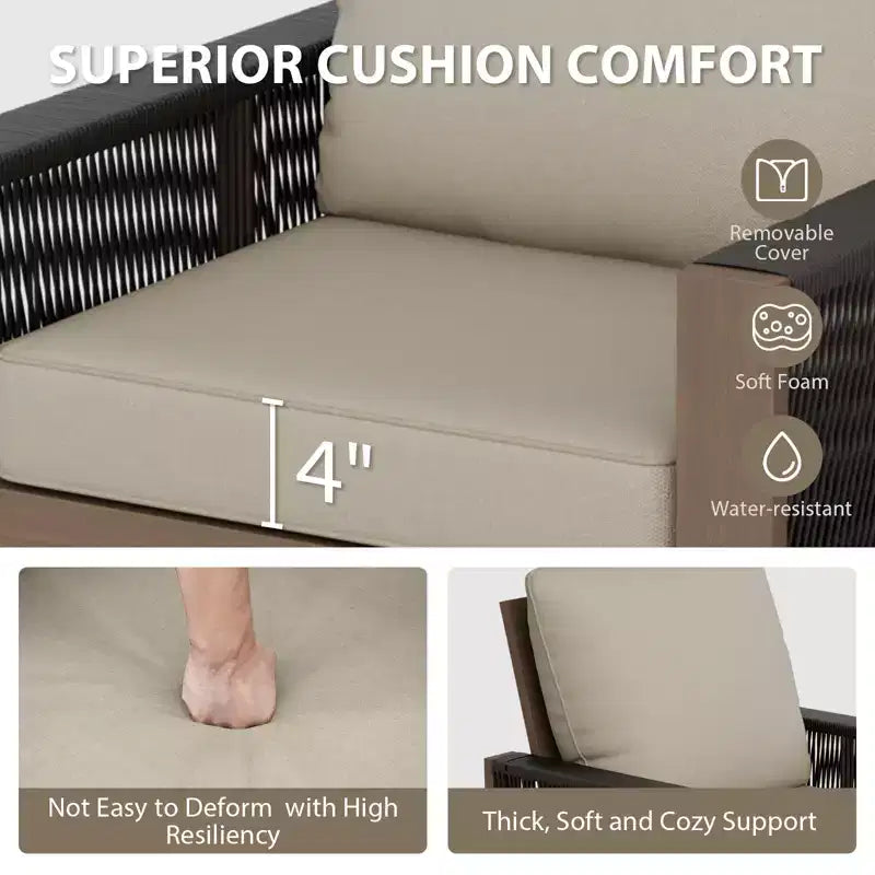 Chaise de salle à manger EAGLE PEAK en cèdre naturel pour patio, mobilier d'extérieur en bois véritable avec coussin