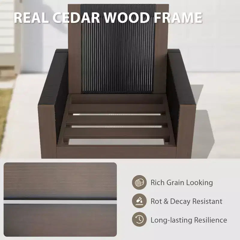 Chaise de salle à manger EAGLE PEAK en cèdre naturel pour patio, mobilier d'extérieur en bois véritable avec coussin