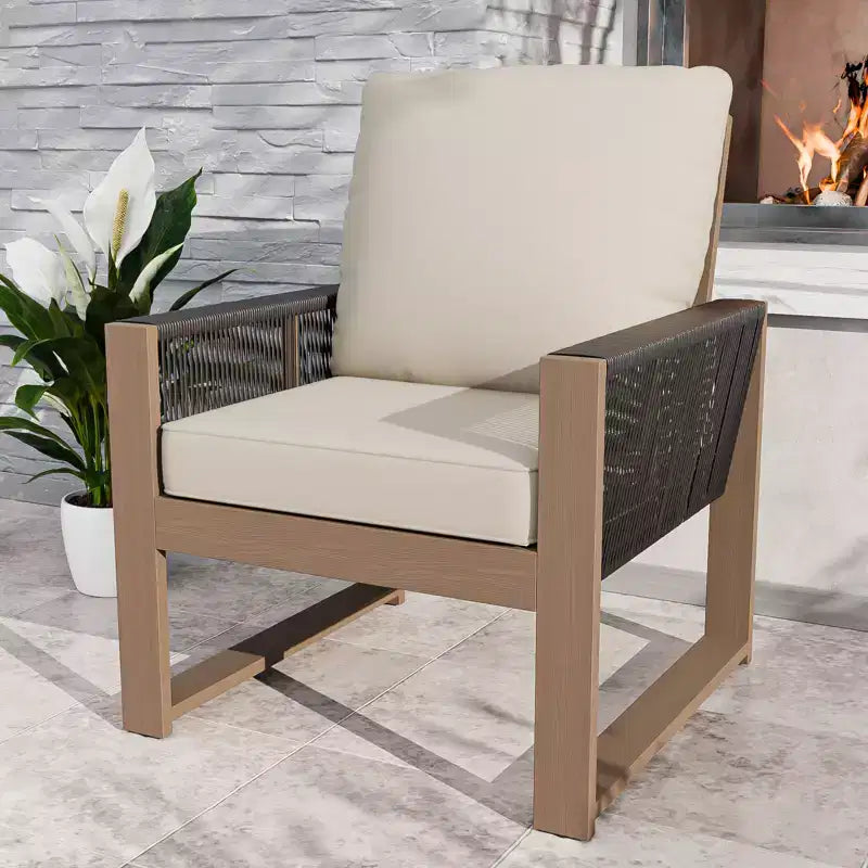 EAGLE PEAK Natural Cedar Patio Dining Chair, Real Wood Outdoor Furniture with Cushion