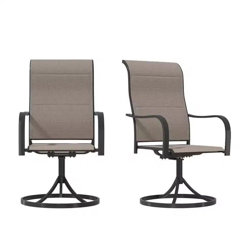 CLIHOME 2-Piece Outdoor Patio Swivel Rocking Dining Chairs,High Back Support 360 Rotating Iron Textilene Dining Swivel Chairs set of 2 