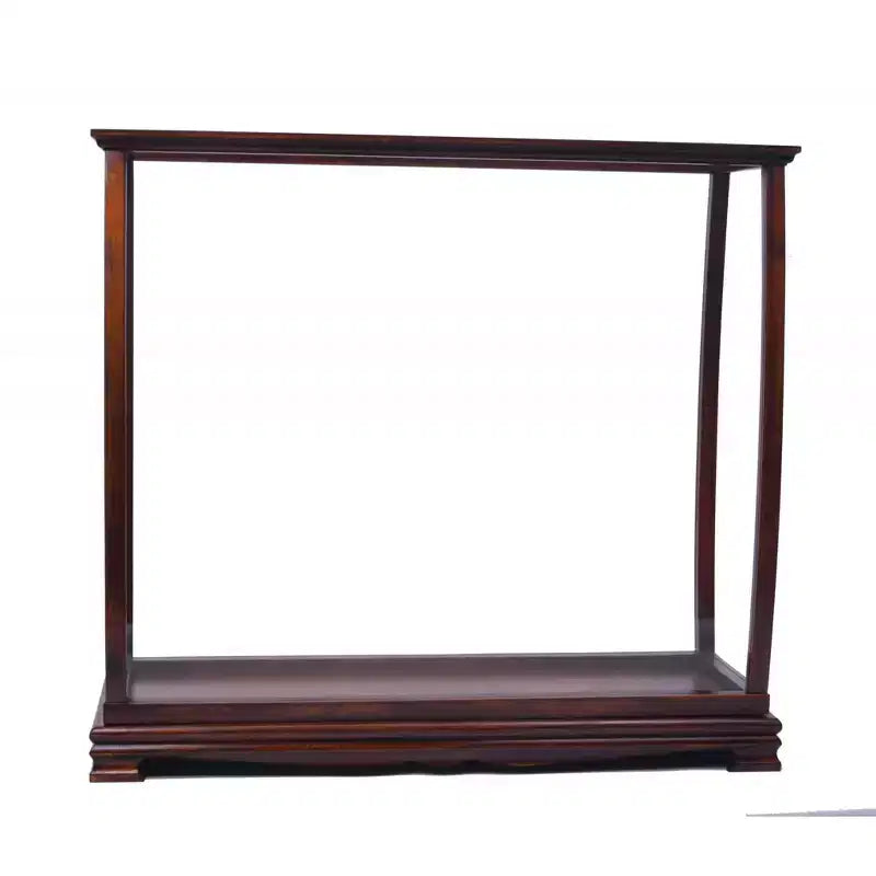 Présentoir brun foncé et verre transparent – 33 cm L, 1 tiroir et 1 étagère, aucun assemblage requis