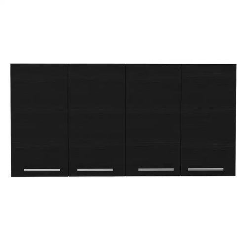 HomeRoots 47 Black Wood Wall Mounted Accent Cabinet With Four Doors