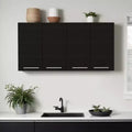 Meuble d'appoint mural en bois noir de 47 po – 4 portes, 3 tablettes et 1 tiroir