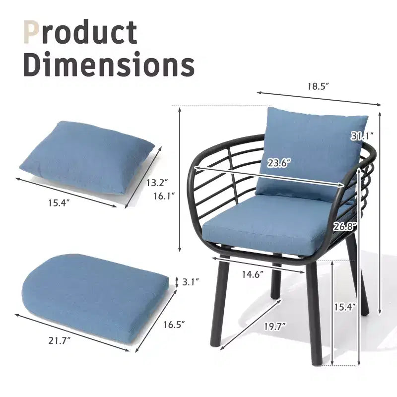 Crestlive Products Chaises de salle à manger de patio en aluminium Fauteuil de salle à manger d'extérieur avec Sunbrella