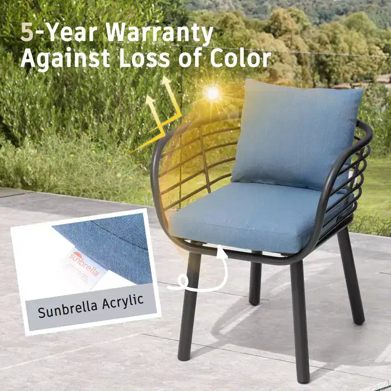 Crestlive Products Chaises de salle à manger de patio en aluminium Fauteuil de salle à manger d'extérieur avec Sunbrella