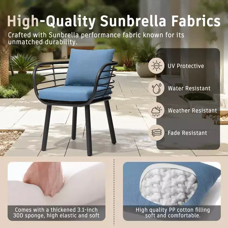 Crestlive Products Chaises de salle à manger de patio en aluminium Fauteuil de salle à manger d'extérieur avec Sunbrella