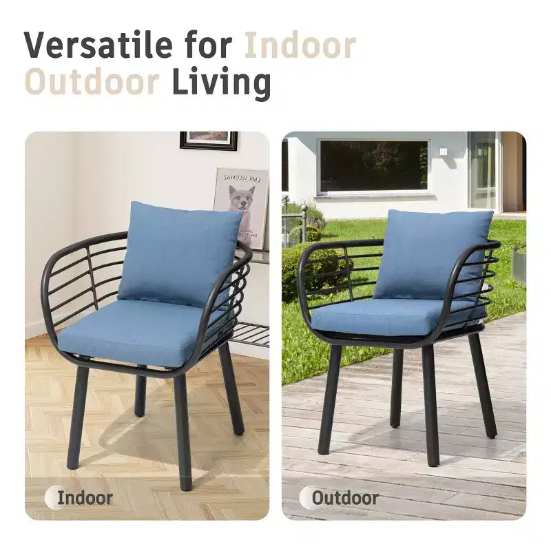 Crestlive Products Chaises de salle à manger de patio en aluminium Fauteuil de salle à manger d'extérieur avec Sunbrella